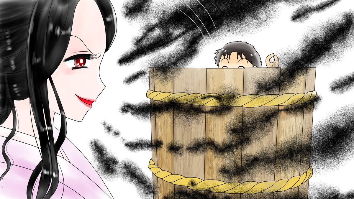 「昔のイラスト紹介 福娘童話集昔話13 「食わず女房」8 (あらすじ)男が言われた」|愛ちん（ゆめみ愛）のイラスト