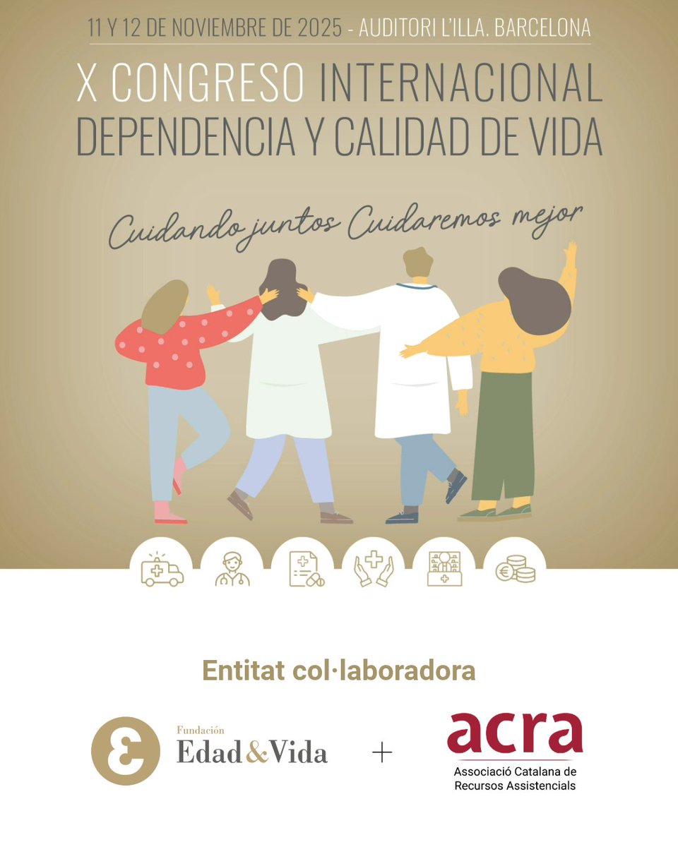 Associació Catalana de Recursos Assistencials (@acragentgran) on Twitter photo ✨ Ja us heu inscrit al X Congrés Internacional de Dependència i Qualitat de vida?
El certamen de referència en integració sociosanitària per atendre adequadament la gent gran en situació de dependència.
📅 11 i 12 de novembre
🔗 tinyurl.com/k5rf54tx
<a href="/EdadyVida/">Edad & Vida</a> ✨ Ja us heu inscrit al X Congrés Internacional de Dependència i Qualitat de vida?
El certamen de referència en integració sociosanitària per atendre adequadament la gent gran en situació de dependència.
📅 11 i 12 de novembre
🔗 tinyurl.com/k5rf54tx
<a href="/EdadyVida/">Edad & Vida</a>