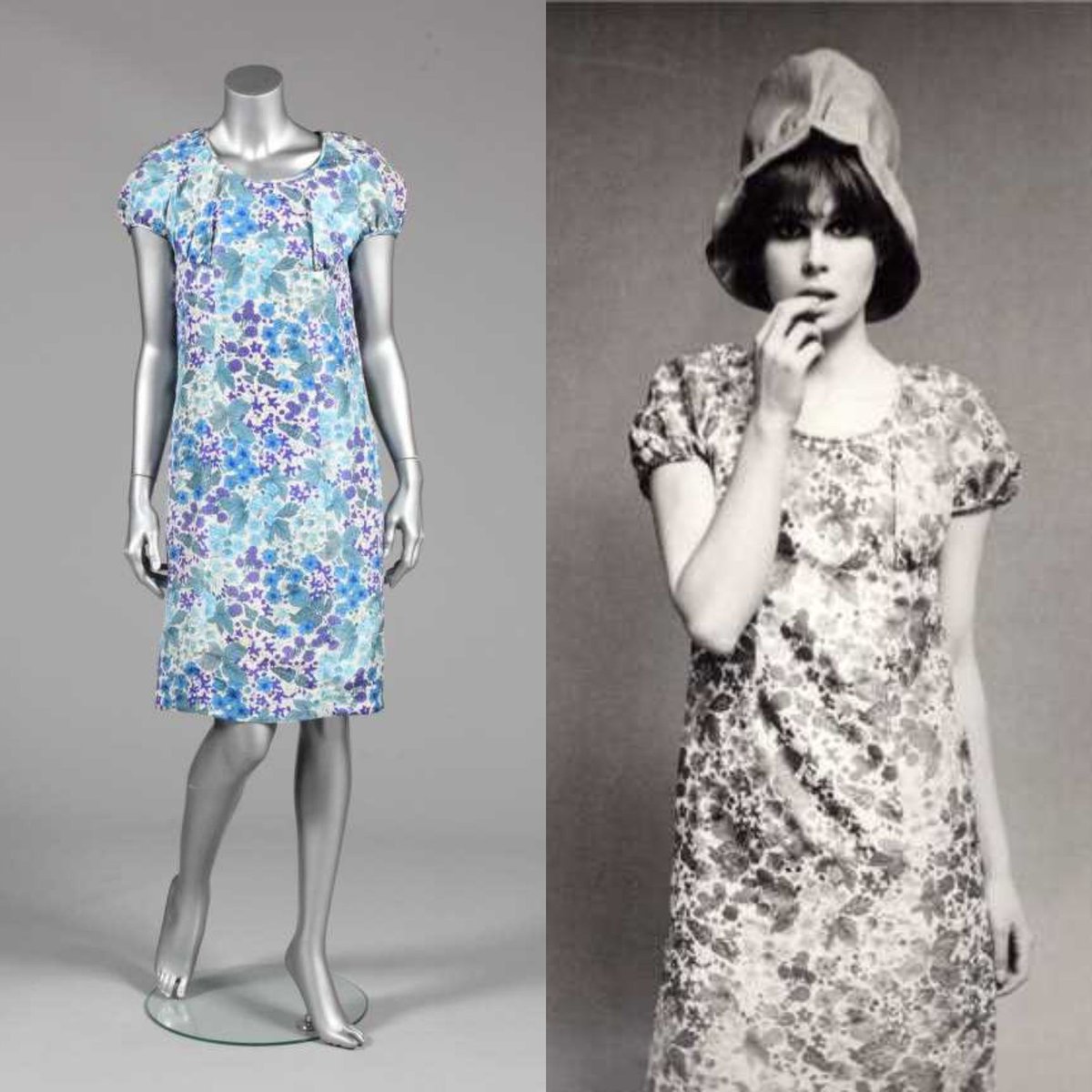 vickyhaddock's tweet image. British fashion designer Jean Muir was born #OnThisDay in 1928. She designed this c. 1964 floral Liberty-print silk dress for her Jane & Jane label. The dress was modelled and owned by the actress Joanna Lumley. Sold via @KerryTaylorAuct. #fashionhistory