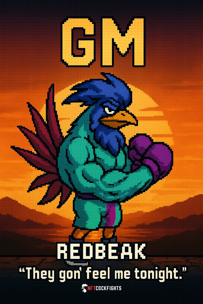 ☀️ GM from the Cockpit.

RedBeak woke up early.
Did some wing stretches.
Stared into the mirror and whispered:
“They gon’ feel me tonight.”

Another day.
Another fight.
Another cock about to get clucked.

Welcome to NFTCockFights.
#OnlyOneCockWins

#GM #NFTCockFights #Web3Gaming