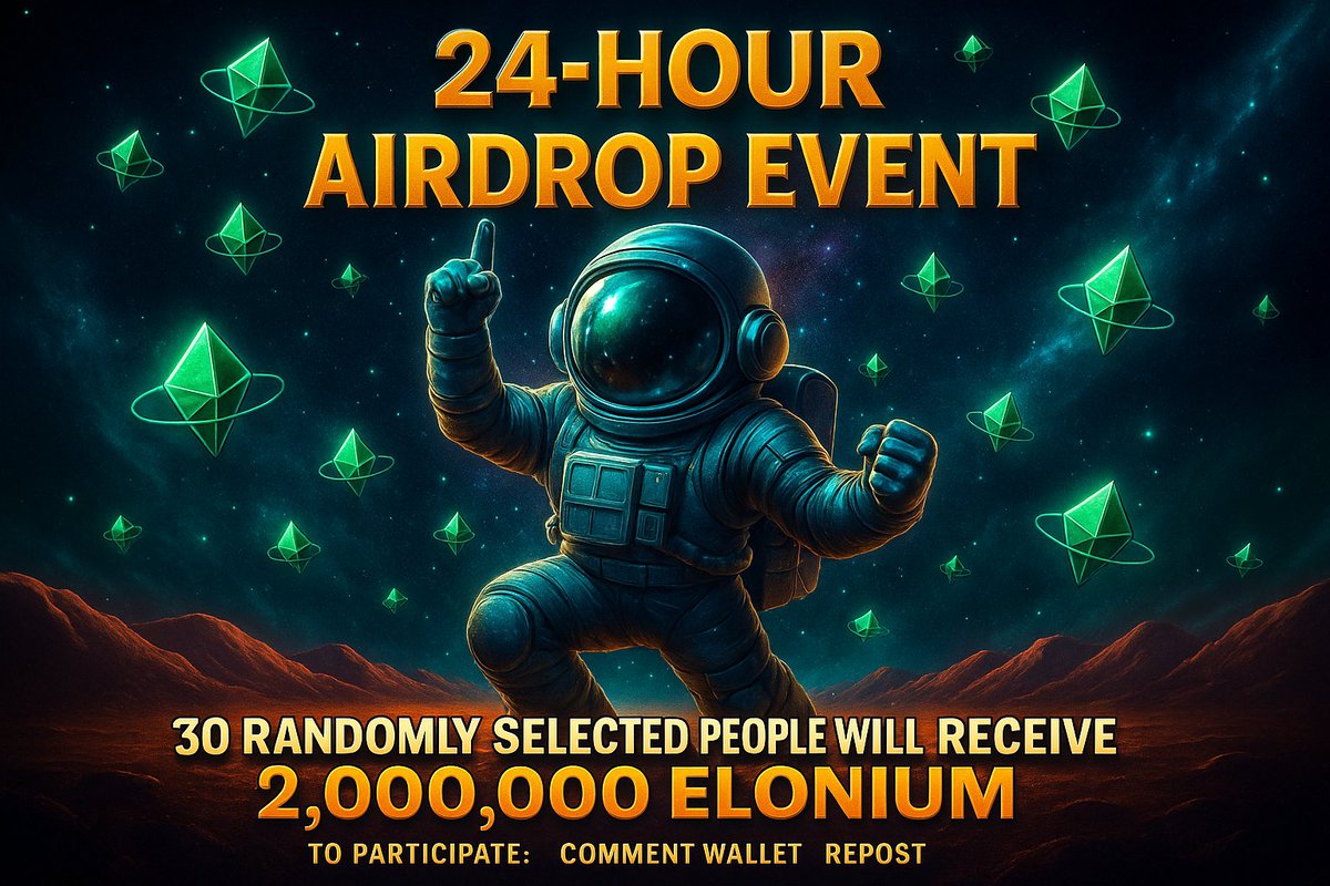 🚨 24H AIRDROP IS LIVE! 🚨

We’re giving away 2,000,000 $ELONIUM each to 30 random winners 💎

Let’s go full speed to Mars! 🪐🔥
📝 How to enter:
1️⃣ Follow <a href="/Eloniumtoken1/">Elonium</a>
2️⃣ Comment your BNB Wallet Address
3️⃣ Repost this tweet 🚀

💥 BONUS:
If your wallet comment hits 50 reposts,