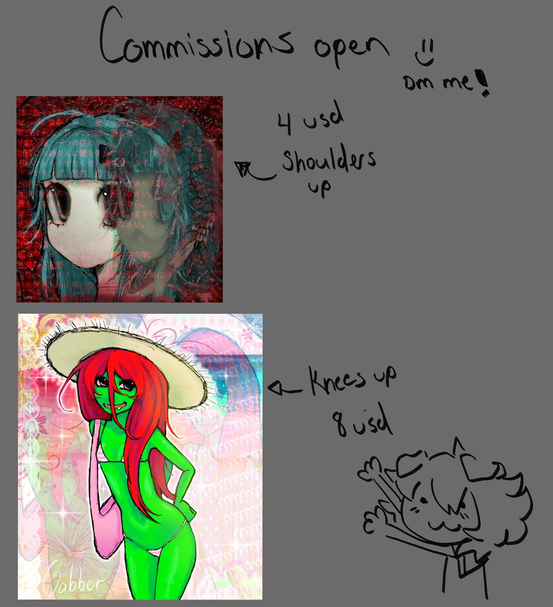 Ifeelditzy's tweet image. commissions open bc I lowk need to buy food 
dm me on discord(ifeelditzy) or on here if youre interested :-]