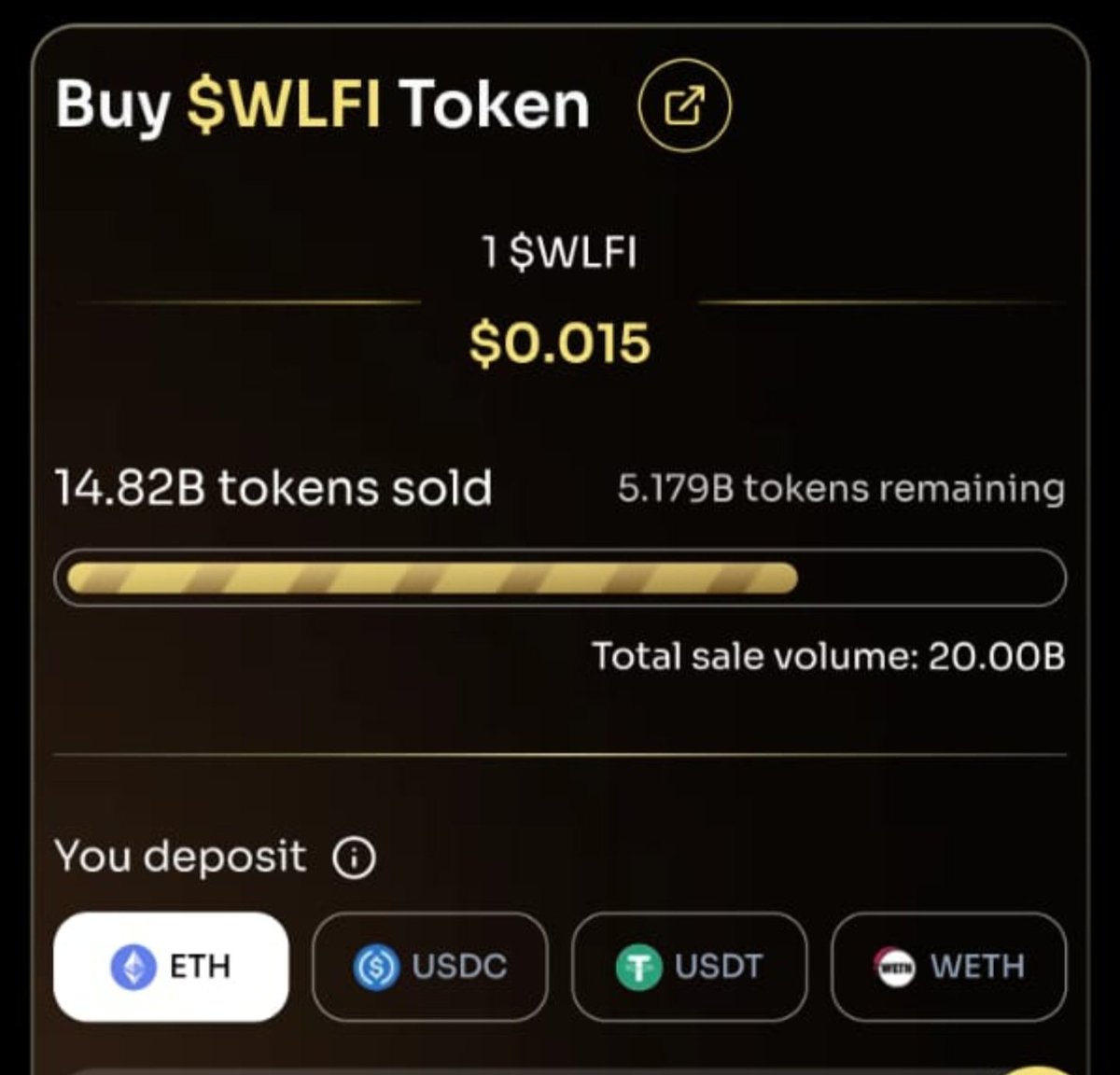 This image is one for the history books.
It marks the launch of the $WLFI presale at a price of $0.015.
I know many are now saying, "I wish I had bought more and ignored those who said it was just a donation or that it would never be listed."
My friend, be proud of yourself —