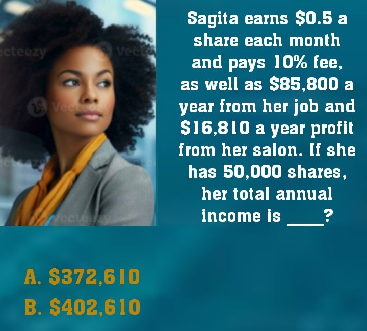 STEMina_m's tweet photo. Her total annual income is ____? https://t.co/zWeg0rl4ui