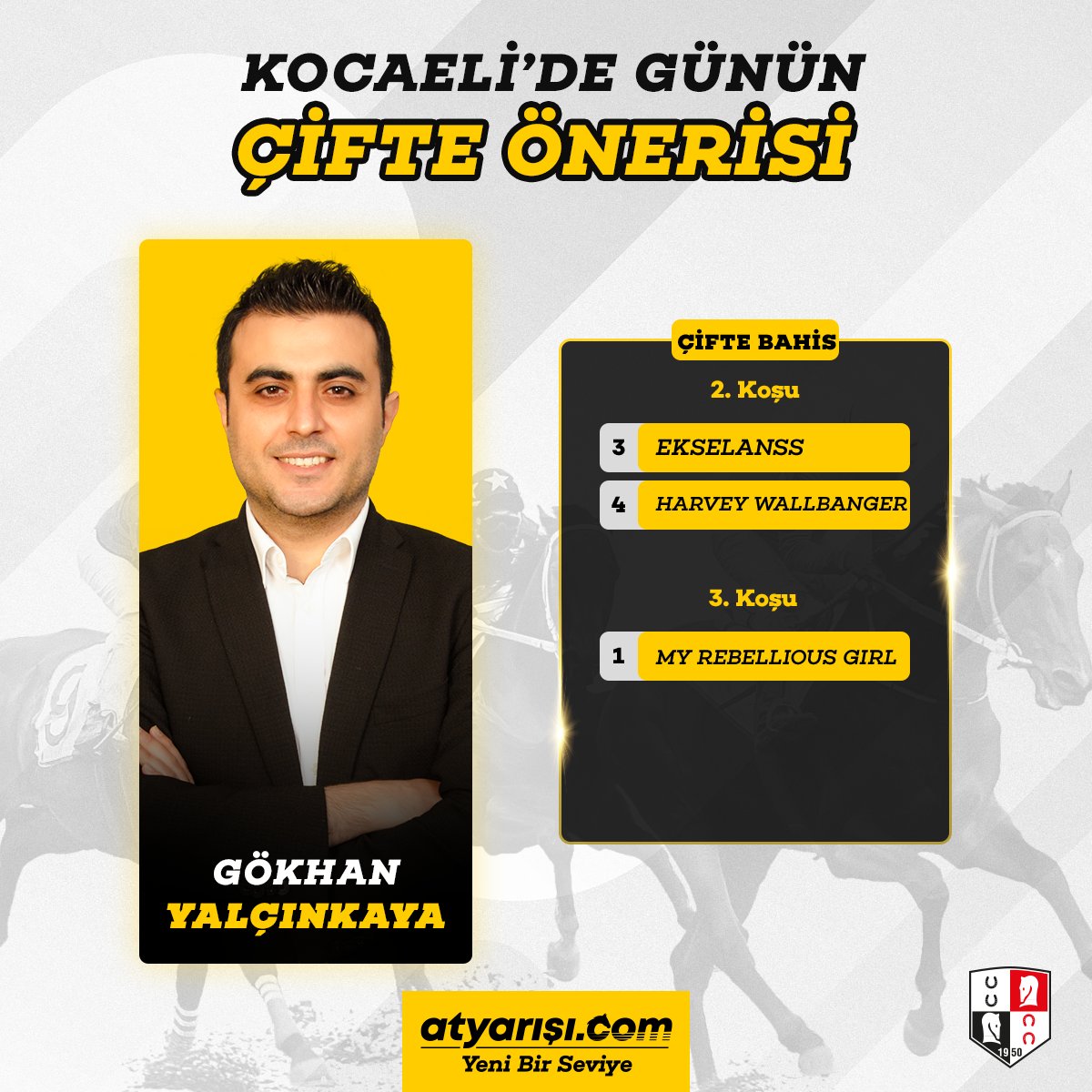 atyarisi (@atyarisicom) on Twitter photo Kocaeli'de günün ÇİFTE ÖNERİSİ!
Yazarımız Gökhan Yalçınkaya (<a href="/gokhanylcnkaya/">Gökhan Yalçınkaya</a>), Kocaeli programı için çifte önerisini paylaştı.
Hemen Oyna --> atyrs.co/3vS7MFe Kocaeli'de günün ÇİFTE ÖNERİSİ!
Yazarımız Gökhan Yalçınkaya (<a href="/gokhanylcnkaya/">Gökhan Yalçınkaya</a>), Kocaeli programı için çifte önerisini paylaştı.
Hemen Oyna --> atyrs.co/3vS7MFe