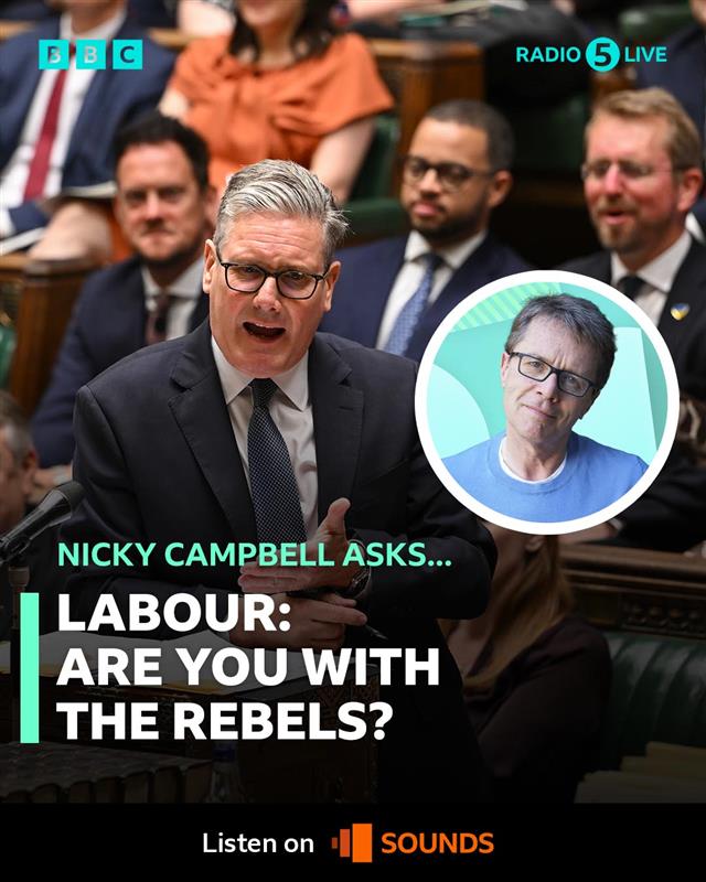 bbc5live's tweet image. The PM has suspended four MPs for breaking party discipline over the welfare bill.
In total, 47 Labour MPs rebelled against the government's proposed cuts.
What do you make of the punishment - an overreaction, or necessary to restore discipline?
Nicky Campbell asks: Labour:…