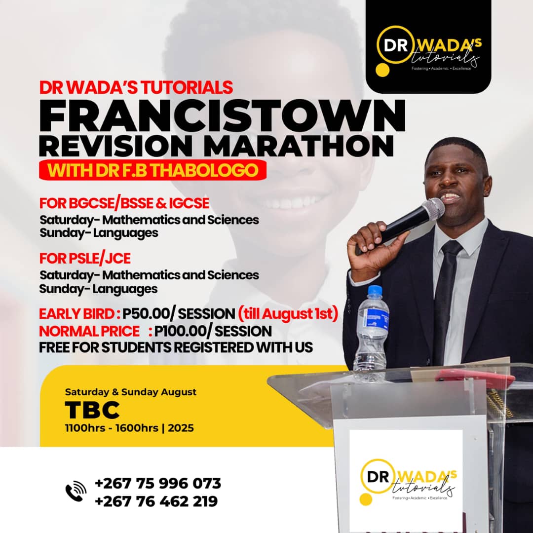 DrWada_tutorial's tweet image. Francistown, it’s your turn! 🏁 Join the Maths Marathon with the legend himself — Dr Fine. Let’s crack those exams! 🧠💥 #Francistown #Revision #DrFineInAction #DrWadaTutorials
#academics #Mathematics
#Botswana