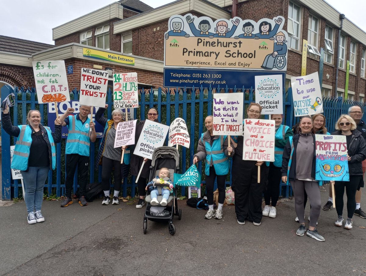On the picket line for a second day opposing the transfer of the school to an academy.