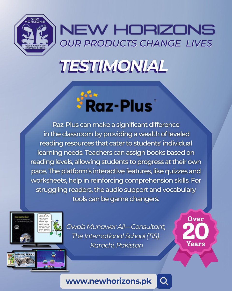 newhorizonsisb's tweet image. Explore how Raz-Plus can empower your classroom too!

📲 Follow us for updates: @newhorizons_isb 
📞 051-8313186 || 0307-2302221
🌐 newhorizons.pk

#RazPlus #PersonalizedLearning #literacymatters #studentengagement #edtechforlearning #newhorizonsislamabad
