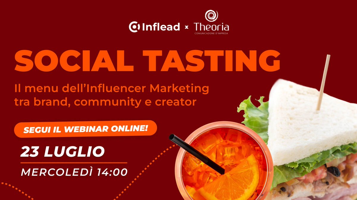 Quali sono i brand più attivi nell’Influencer Marketing nel settore food &amp; beverage? 

A queste domande risponde il webinar gratuito diInflead
️Social Tasting: il menu dell’Influencer Marketing tra brand, community e creator
23 luglio 2025, ore 14:00
buff.ly/7QPV795