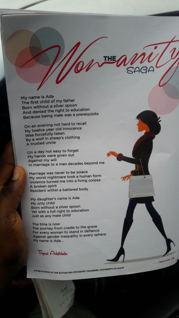 My era of writing poetry before being engrossed in the whirlpool of medicine. 

I wrote this piece for a Law School magazine at the University of Lagos, circa 2017.

Inspired by the #metoo trend in that year. 

#tbt