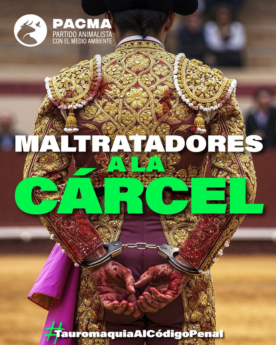 🐾¡Todo el que maltrate a un animal, a la cárcel!

⚖️En el Partido Animalista no vamos a parar hasta acabar con la impunidad y que ningún maltratador se vaya de rositas. Hoy en día, maltratar animales en España sale gratis.

🚫La tauromaquia y la caza deben ir directas al Código