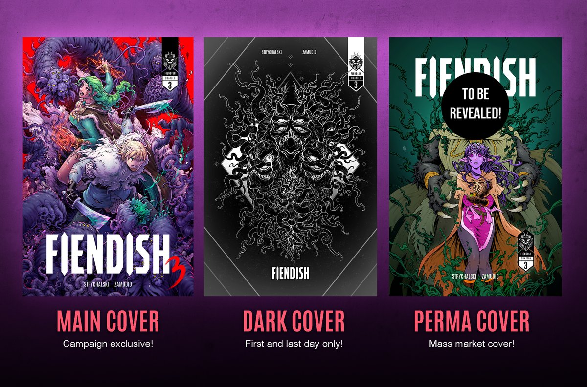 RenieDraws's tweet image. FIENDISH #3 will be launching in TWO DAYS!!
These are the three variants that will be available, in addition to one perk-exclusive mystery cover!
Sign up now so you don't miss out! 🔥👉
indiegogo.com/projects/fiend…
#comics #indiecomics #fantasy