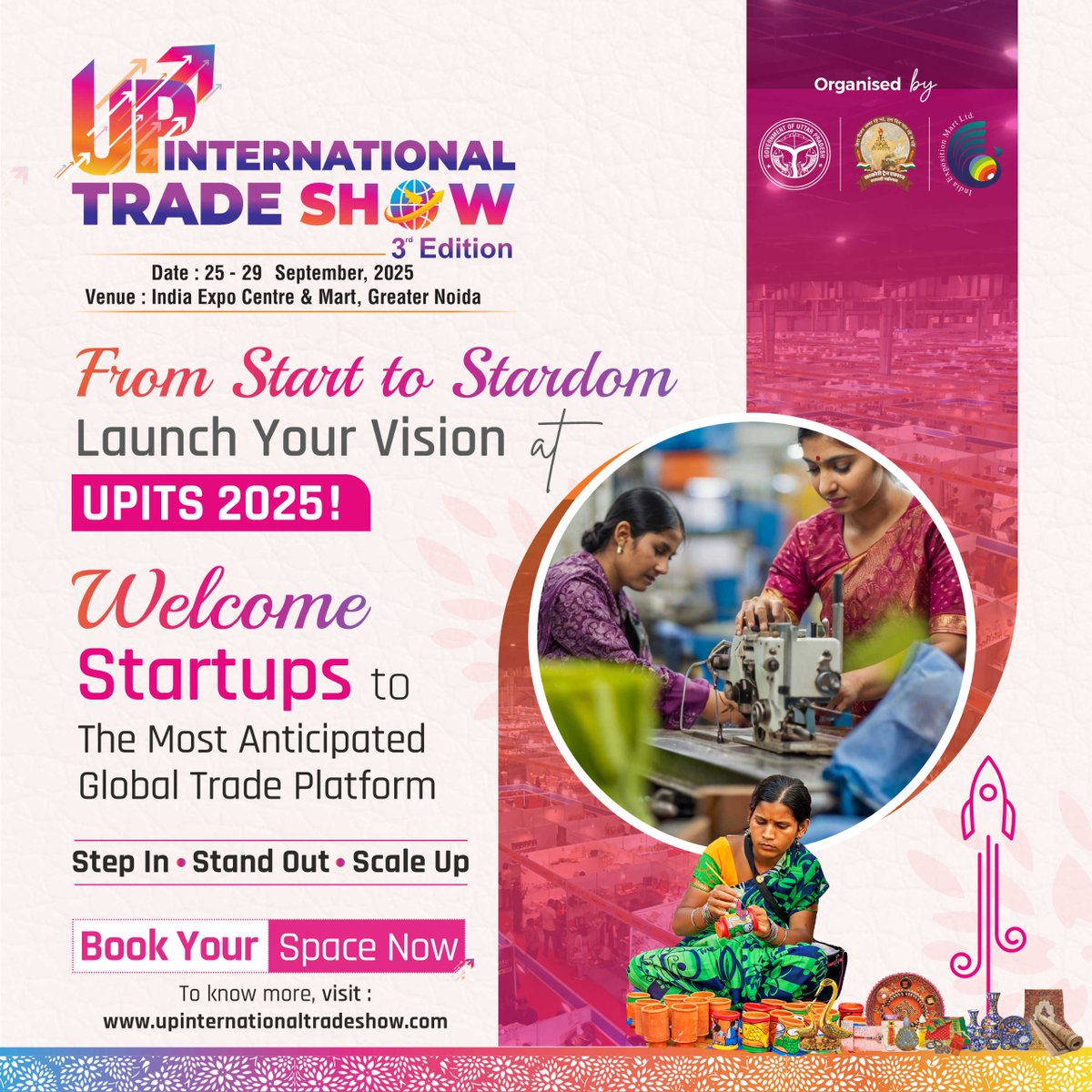 UPIntrTradeShow's tweet image. 📷 From Start to Stardom - Launch Your Vision at #UPITS2025!
Are you a start-up with bold ideas and #global ambitions? UPITS 2025 is your gateway to #visibility, #opportunity, and #growth!
Join us at Uttar Pradesh International Trade Show - where innovation takes centre stage and…