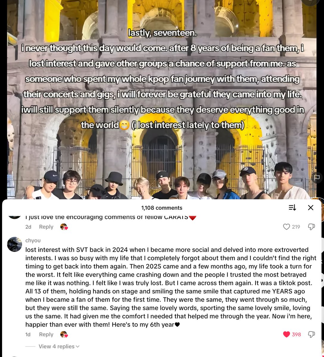 im crying as i read this☹️ seventeen became a home, safe zone, comfort place for alot of carats, including me