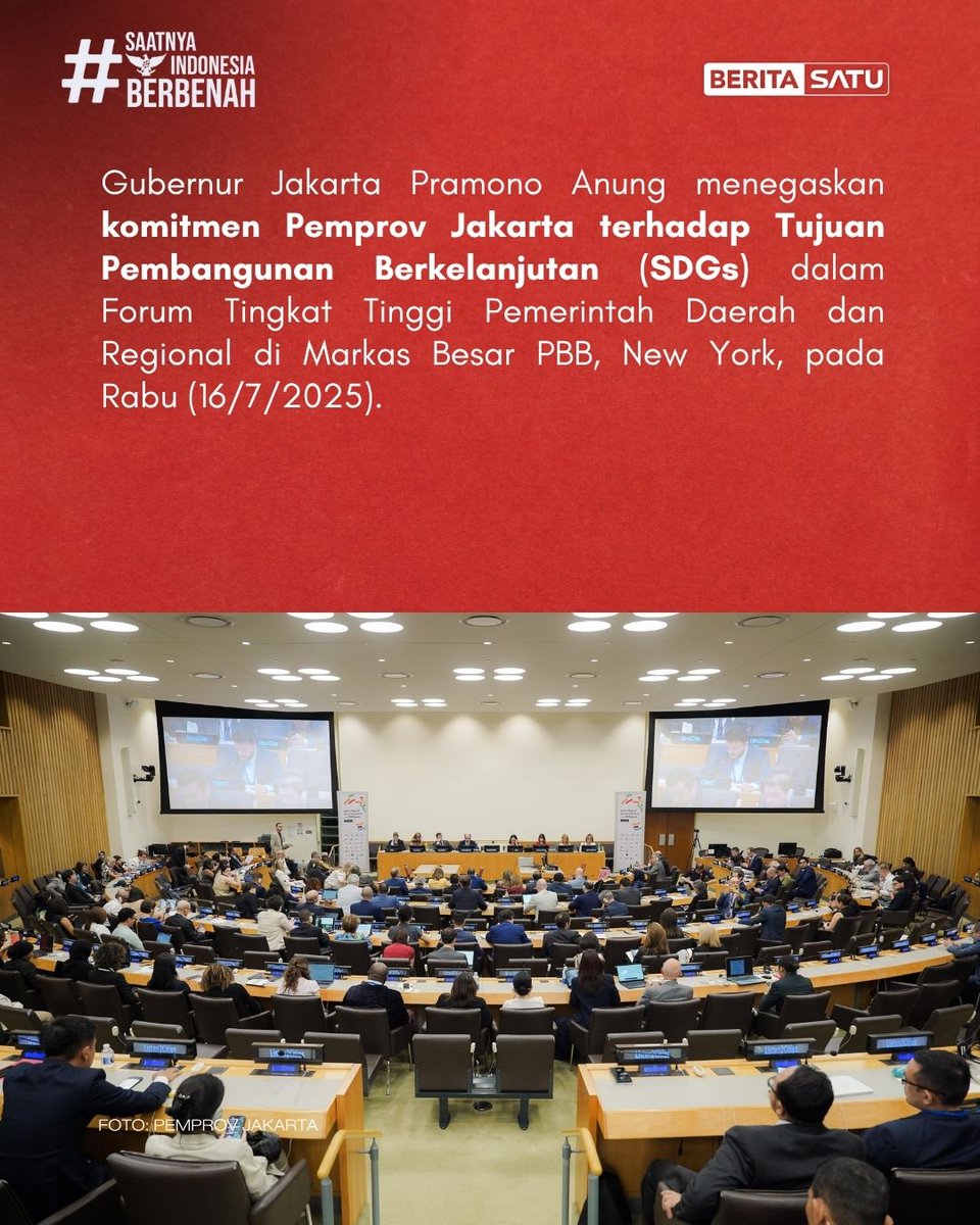 Beritasatu's tweet photo. Gubernur Jakarta Pramono Anung, tegaskan komitmen Jakarta terhadap SDGs dan visi kota global 2030 dan forum PBB di New York!
Update informasi lengkapnya di Youtube channel Beritasatu, dan klik link https://t.co/NIhdMyDGXO
#JakartaBerbenah #Beritasatu #PramonoAnung #ForumPBB https://t.co/fsyG3MlUjB