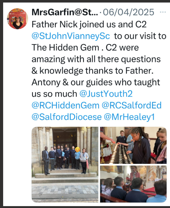 MrsGarfin@StJohnVianneysc (@garfinmrs) on Twitter photo We are on the map with <a href="/CAFODSchools/">CAFOD Schools</a> to show our support of #JubileeYearofHope <a href="/StJohnVianneySc/">St John Vianney School</a>. We have made our pledges, each class has made a pilgrimage to <a href="/RCHiddenGem/">St Mary’s - Manchester</a>. We looking forward to receiving our anchor + doing so much more. <a href="/RCSalfordEd/">Diocese of Salford Department for Education</a> <a href="/CAFODSalford/">CAFOD in Salford</a> We are on the map with <a href="/CAFODSchools/">CAFOD Schools</a> to show our support of #JubileeYearofHope <a href="/StJohnVianneySc/">St John Vianney School</a>. We have made our pledges, each class has made a pilgrimage to <a href="/RCHiddenGem/">St Mary’s - Manchester</a>. We looking forward to receiving our anchor + doing so much more. <a href="/RCSalfordEd/">Diocese of Salford Department for Education</a> <a href="/CAFODSalford/">CAFOD in Salford</a>
