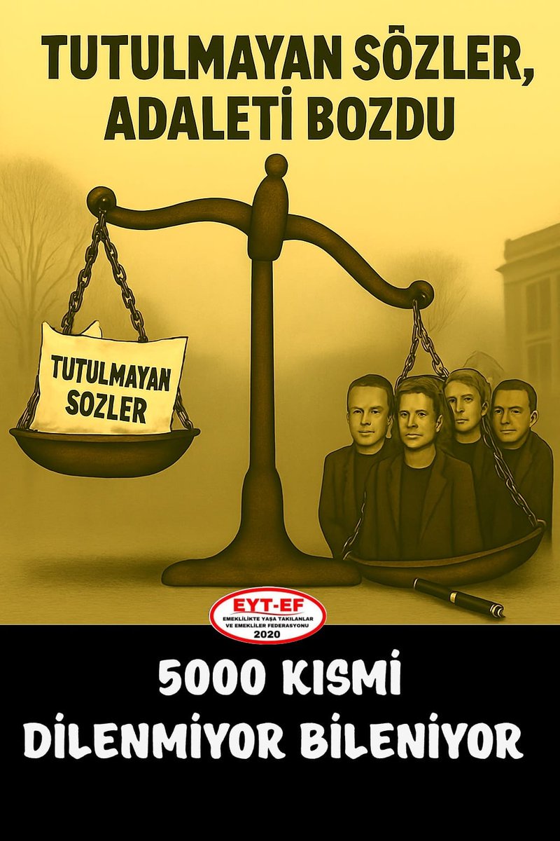 Özcan Acar 🍋🩵 (@acarozcan06) on Twitter photo 2.TAG
👇
#5000KısmiDilenmiyorBileniyor
5000 Prim ve Kısmi Emeklilik
Mağdurları ;
Kimsenin lütfuna muhtaç değil.
Ne sadaka ister,
Ne de minnet kabul eder.
El konulan haklarını teslim etmeyenleri,
Sandıkta Affetmeyecekler !
#EmekliDilenmiyorBileniyor
<a href="/RTErdogan/">Recep Tayyip Erdoğan</a>
<a href="/isikhanvedat/">Prof. Dr. Vedat Işıkhan</a> 2.TAG
👇
#5000KısmiDilenmiyorBileniyor
5000 Prim ve Kısmi Emeklilik
Mağdurları ;
Kimsenin lütfuna muhtaç değil.
Ne sadaka ister,
Ne de minnet kabul eder.
El konulan haklarını teslim etmeyenleri,
Sandıkta Affetmeyecekler !
#EmekliDilenmiyorBileniyor
<a href="/RTErdogan/">Recep Tayyip Erdoğan</a>
<a href="/isikhanvedat/">Prof. Dr. Vedat Işıkhan</a>