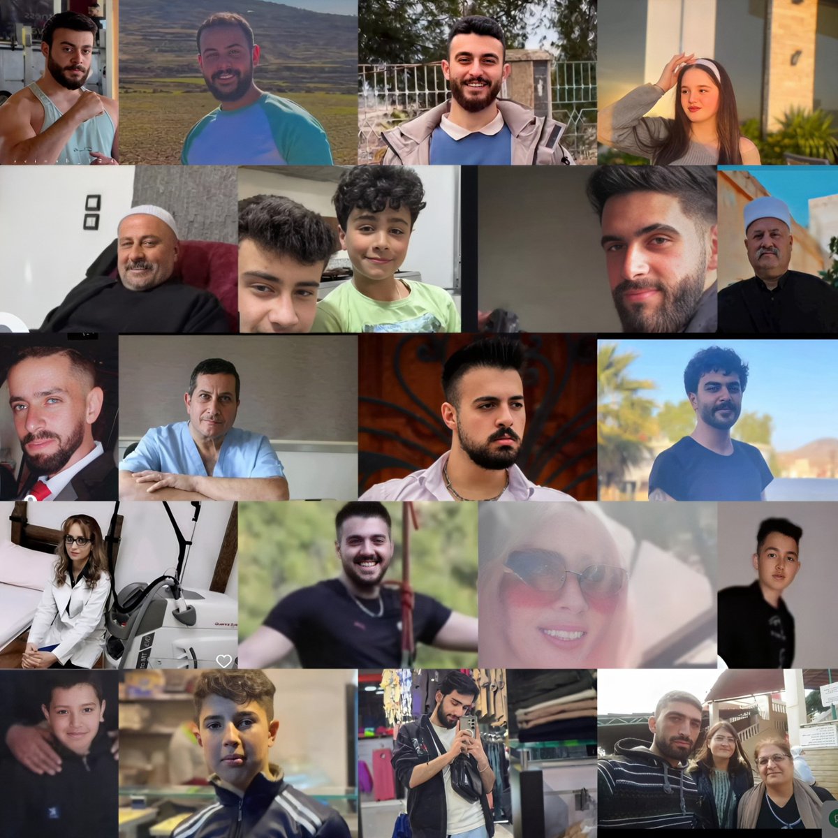Marwanjaberr's tweet image. הפצעים עדיין מדממים 💔
אלה הם שהידי א-סוידא.
יהי שלום על נשמותיכם 🕊️
لن ننساكم.
The wounds are still bleeding 💔
These are the martyrs of Sweida.
May your souls rest in peace 🕊️
We will never forget you.
ما زالت الجراح تنزف 💔
هؤلاء هم شهداء السويداء.
السلام لأرواحكم 🕊️