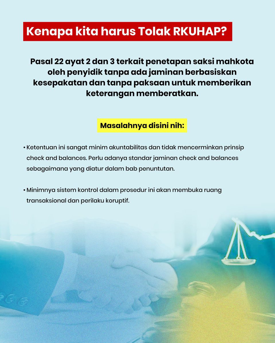 TIIndonesia's tweet photo. RKUHAP itu modus untuk melegalkan perilaku koruptif. https://t.co/OOT0hdqwhM