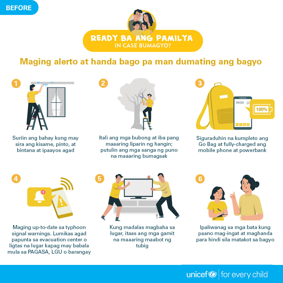 unicefphils's tweet image. 🌧️ Stay safe, stay ready!

Narito ang ilang paalala para maging ligtas ang buong pamilya ngayong papalapit ang #CrisingPH.

Tandaan: Bawat ng miyembro ng pamilya ay mayroong tungkulin upang maging ligtas ang buong pamilya. 💙