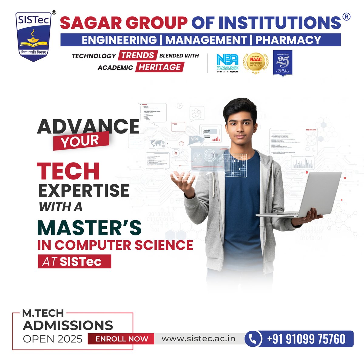 SagarCollege's tweet image. Go Beyond Coding – Master CS at SISTec!
Gain advanced skills, real-world exposure, and industry-ready knowledge to lead in tomorrow’s tech landscape.
Admissions Open 2025 | Apply Now!
FOR ADMISSION ENQUIRIES
Contact: +91 91099 75760
#EngineerTheFuture #SISTec #MTech2025
