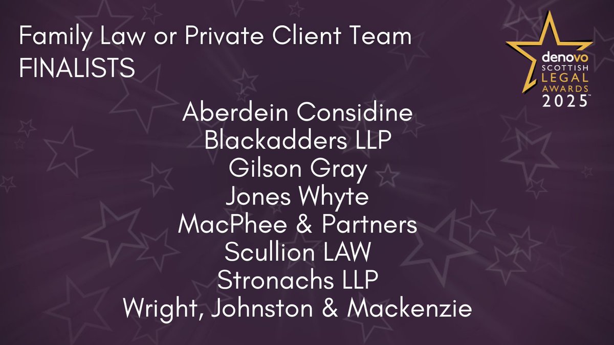 LegalAwards's tweet image. Trust, compassion, and excellence in sensitive matters
The finalists for Family Law or Private Client Team of the Year are:
Come support these dedicated teams on 18th September.
ποΈ Tickets available until 4th September
π bit.ly/3Yk21K3
#ScottishLegalAwards #BookNow