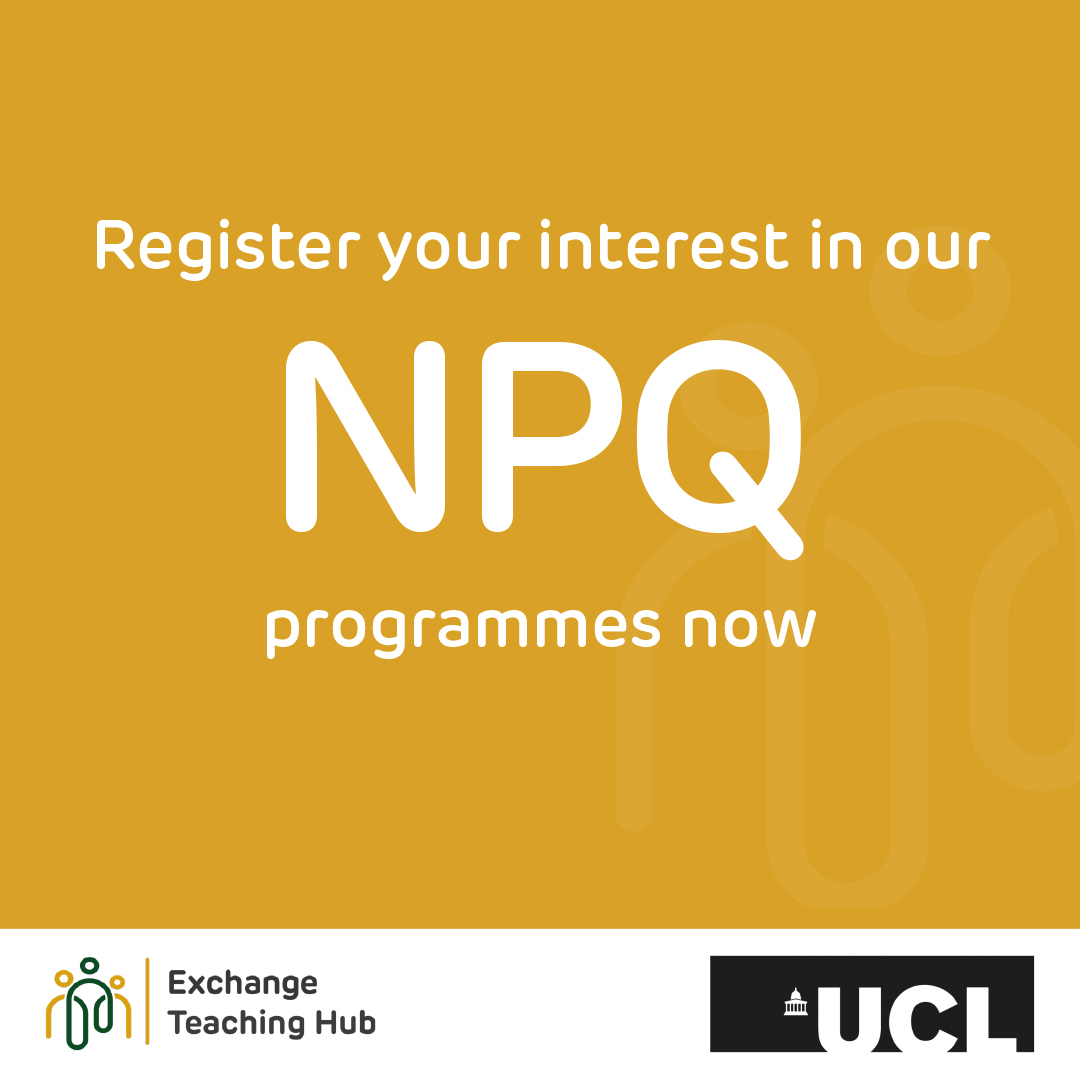texchangep's tweet image. Now’s the perfect time to register your interest for an NPQ before the summer break!
Studying an NPQ programme is a great route to career progression, and a number of subjects are available.
Register your interest ow.ly/b6ZQ50WquzF
or contact Exchange Teaching Hub for…