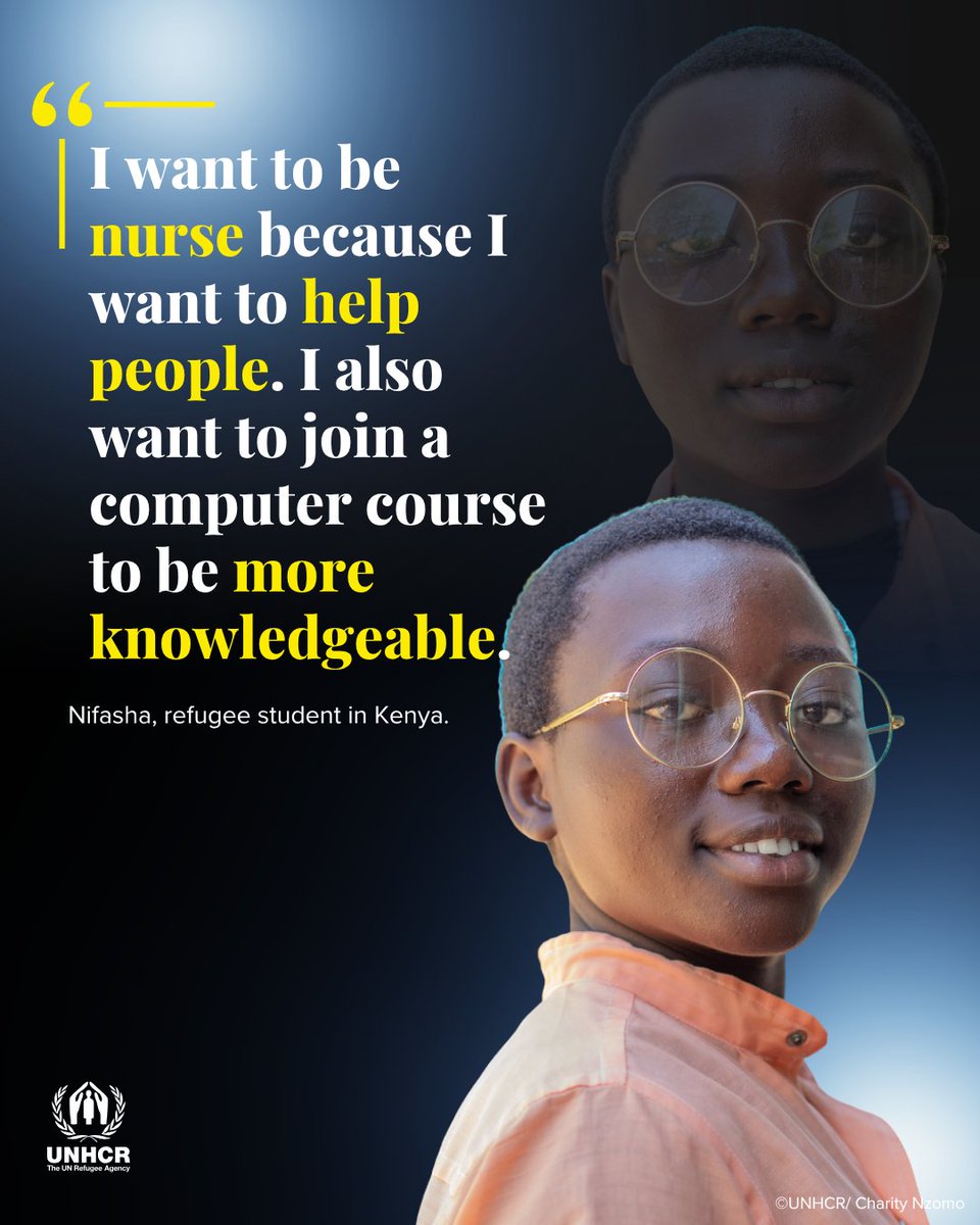 UNHCR_Kenya's tweet image. 📝 Nyakuel wants to be a journalist.
👩⚕️Sadio dreams of being a maternity nurse.
🏀 Awak is already a basketball star in the making.
💻 Nifasha plans to be a nurse and master computers too.
Education gives them the tools. Their hard work and determination does the rest.