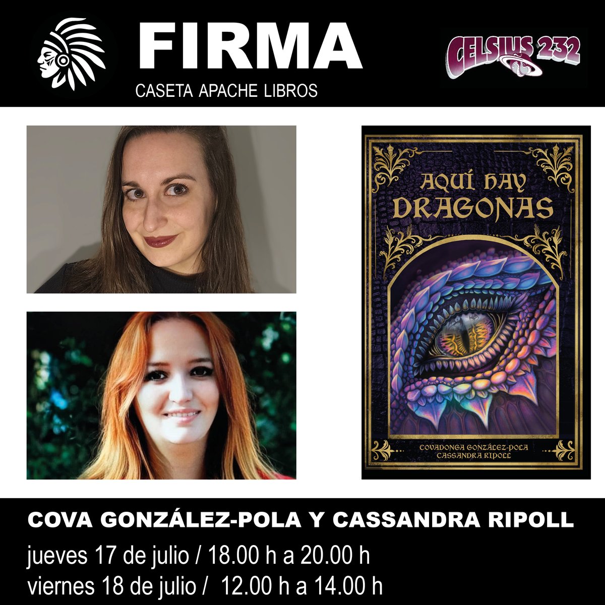 apachelibros 🌈 (@apachelibros) on Twitter photo Hoy estarán con nosotros en <a href="/festivalcelsius/">Celsius 232</a>
Gustavo y Nacho Corral
LA MALDICIÓN DE LAS ESNOFIAS
Ramón San Miguel
SALVACIÓN
Cova González-Pola
Cassandra Ripoll
AQUÍ HAY DRAGONAS Hoy estarán con nosotros en <a href="/festivalcelsius/">Celsius 232</a>
Gustavo y Nacho Corral
LA MALDICIÓN DE LAS ESNOFIAS
Ramón San Miguel
SALVACIÓN
Cova González-Pola
Cassandra Ripoll
AQUÍ HAY DRAGONAS