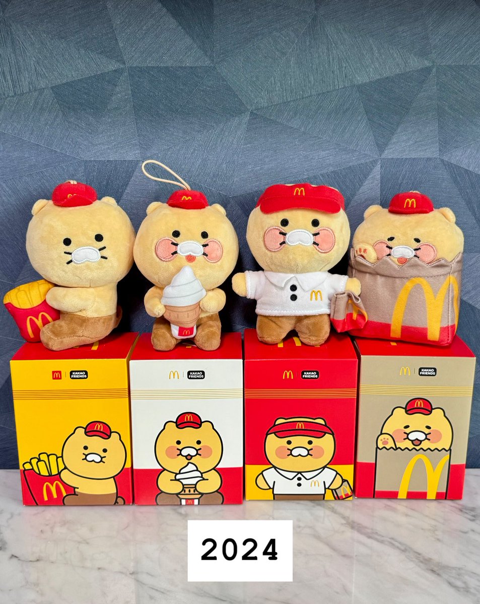 16kongkong21's tweet image. マクドナルドのチュンシギパック❣️
今回も無事ゲットしましたー👏🥹
去年のと一緒に並べたらすごい迫力www
少し小さくなってちょうど良いサイズ感🧡
可愛いぃぃぃ😭！！