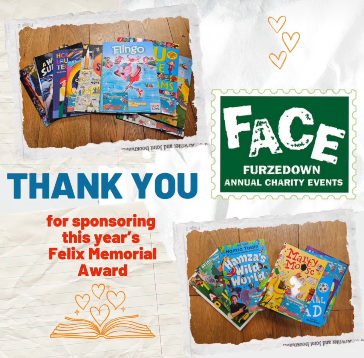 FurzedownFACE (@furzedownface) on Twitter photo We are delighted to be supporting the amazing charity <a href="/learn2love2read/">Learn to Love to Read</a> which helps children in Wandsworth with their reading…
and to sponsor the Felix Memorial Award, given to children who have made outstanding efforts - they will all receive a favourite book! ❤️ We are delighted to be supporting the amazing charity <a href="/learn2love2read/">Learn to Love to Read</a> which helps children in Wandsworth with their reading…
and to sponsor the Felix Memorial Award, given to children who have made outstanding efforts - they will all receive a favourite book! ❤️