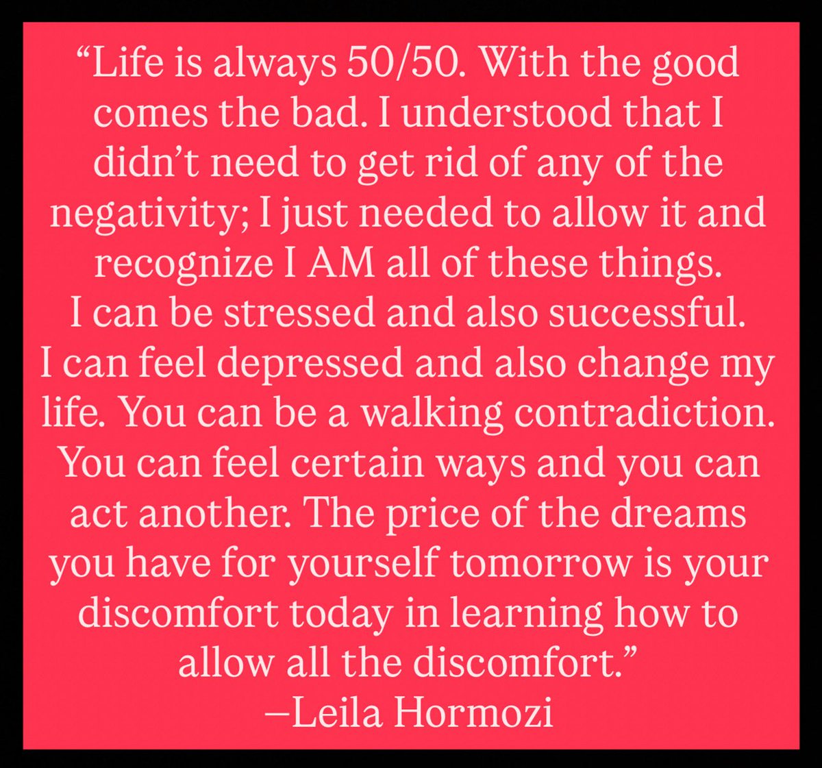 TaraWasinger's tweet image. Walking contradiction✔️
Anyone else feel this is relatable?!🙃 

#leilahormozi #leilahormoziquotes #doitanyway