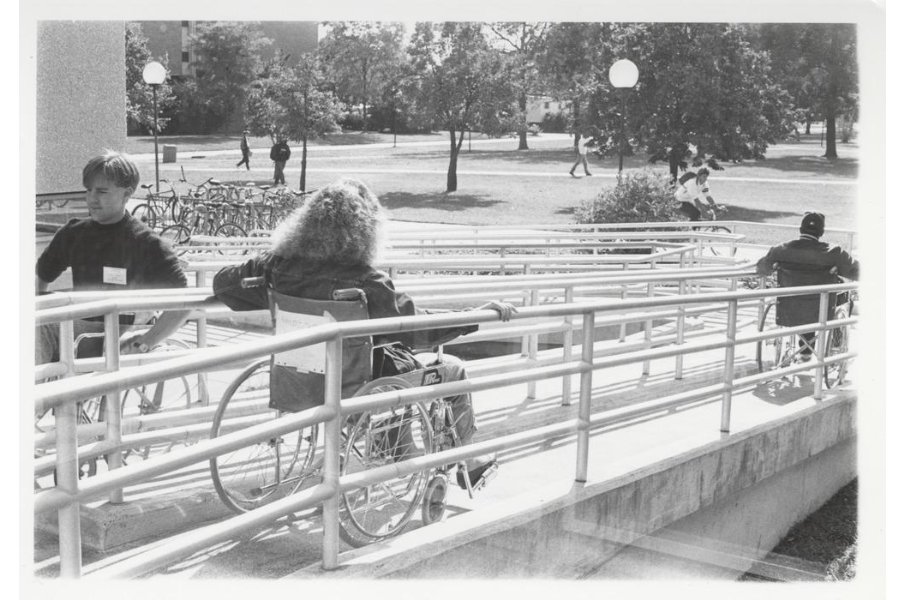 Another throwback for Disability Pride Month!!

📷: Students make use of the Webb Center wheelchair ramp, 1980s. #TBT #DisabilityPrideMonth 🩵♿️