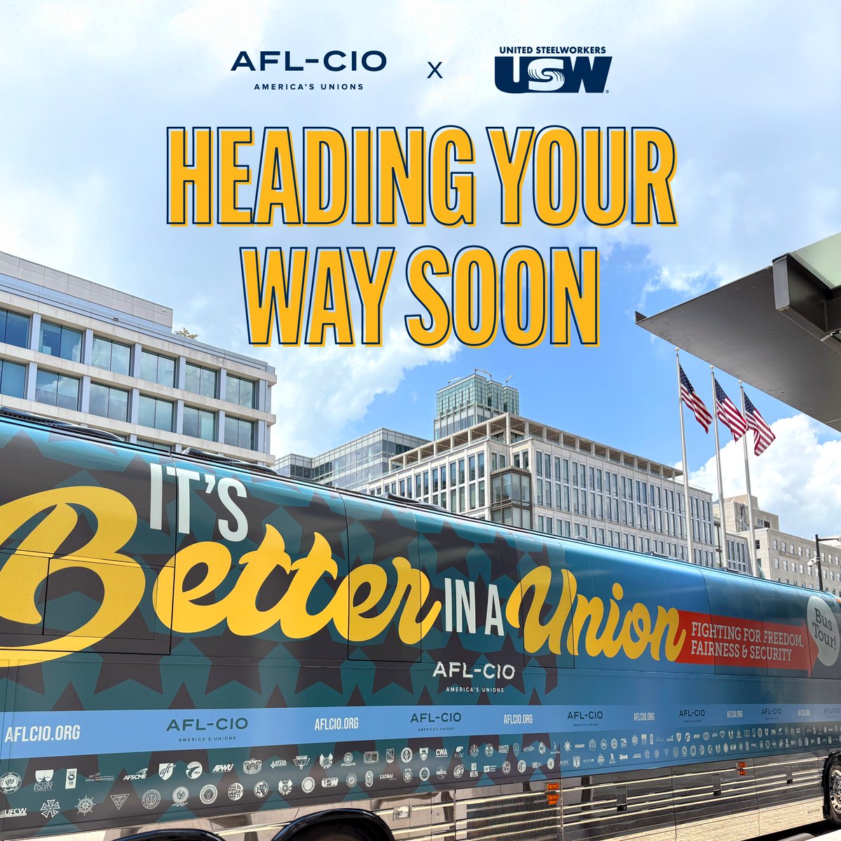 steelworkers's tweet image. Don’t forget: the It’s Better in a Union bus tour will be in Pittsburgh on Monday July 21!
Join your union siblings at our headquarters (60 BLVD of the Allies) at noon to be part of the action – fighting for fairness, freedom and safety for all working people!