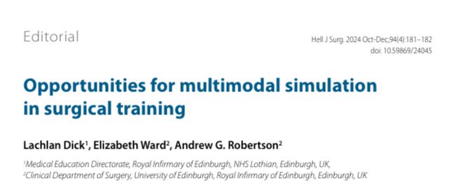 robertson__a's tweet image. Pleased to share our latest publication on simulation in surgical training @lachiedick @EdinSurg
hjs.gr/wp-content/upl…