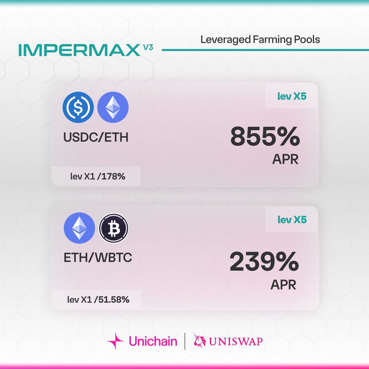 ImpermaxFinance's tweet image. High yields are coming at @unichain @Uniswap @UniswapFND 

USDC/ETH 🫡
ETH/WBTC 🔥

At -&amp;gt; app.impermax.finance/markets?networ…