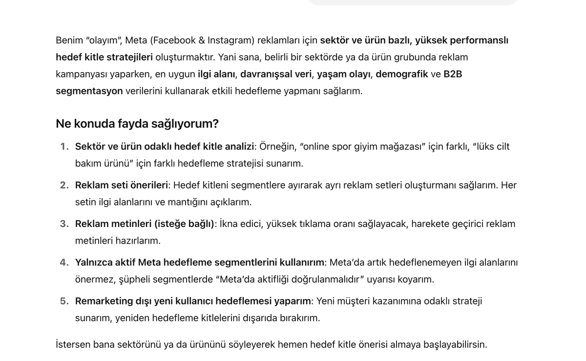 CanDRMAZ's tweet photo. BOOM🔥

Meta reklamları için sektör ve ürün bazlı, yüksek performanslı hedef kitle stratejileri oluşturan GPT yayında⭐️

Bu GPT'ye ulaşmak için yapman gereken; 
Bu gönderiyi beğen❤️
Beni takip et🤝

Sana DM ile linkini ileteyim.

O kadar emek verdik, eğittik sizde beni takip ederek karşılık verebilirsiniz :)