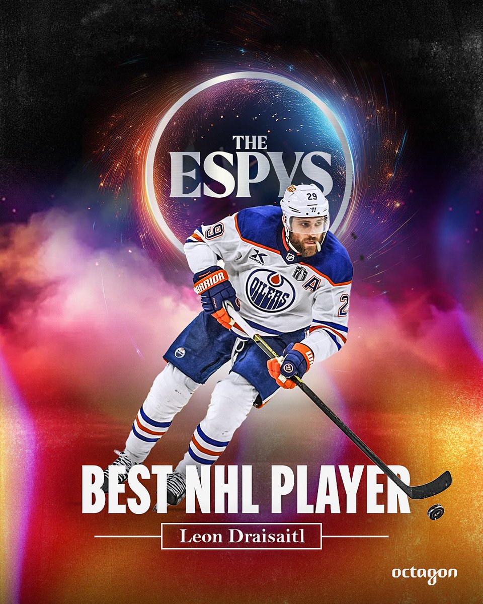 OctagonHockey's tweet image. Congrats to Leon Draisaitl on winning the #ESPYS award for Best @NHL Player! 🏆🙌