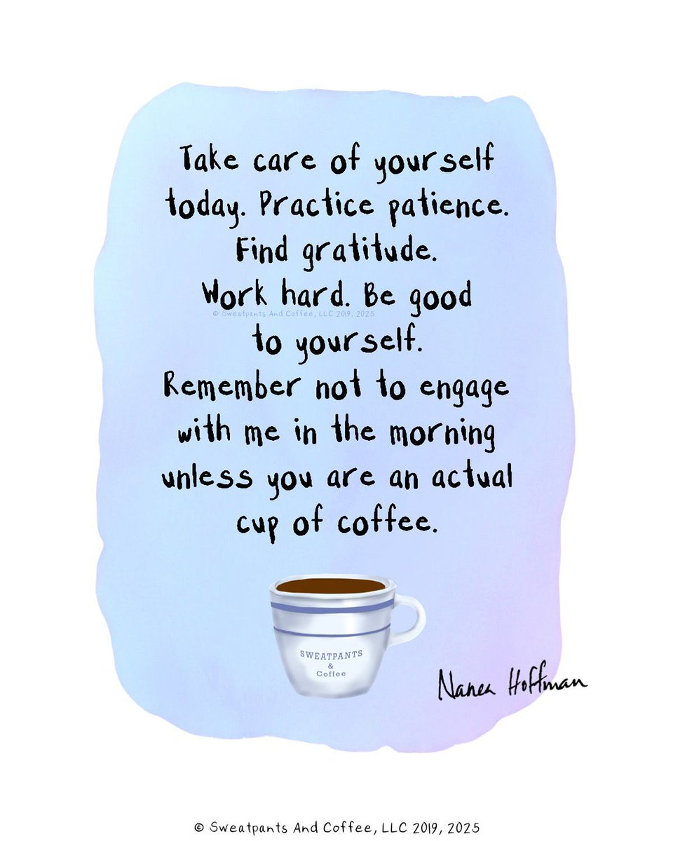 SweatpantsCafe's tweet image. Take care today! 💙☕️
