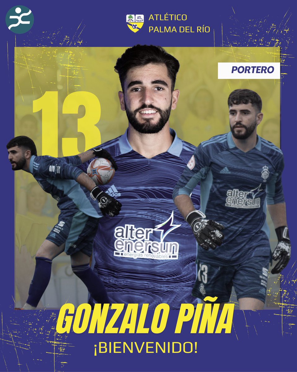 Atl. Palma del Río CF (@atcopalmadelrio) on Twitter photo 📜 𝐅𝐈𝐂𝐇𝐀𝐉𝐄𝐒 𝟐𝟓/𝟐𝟔 ✍️
🧤 <a href="/gpina__1/">Gonzalo Piña</a> es nuestra primera incorporación. Procedente del <a href="/AtcoEspeleno/">𝘼𝙏𝙇𝙀𝙏𝙄𝘾𝙊 𝙀𝙎𝙋𝙀𝙇𝙀Ñ𝙊</a>
Palmarés 🔝, con un ascenso con el <a href="/AlgecirasCF/">Algeciras CF</a> a 1ª RFEF y siendo campeón de liga con el <a href="/recreoficial/">RC Recreativo de Huelva</a> , ascendiendo a 2ª RFEF
#BienvenidoGonzalo #AmarilloYAzul 🟡🔵 📜 𝐅𝐈𝐂𝐇𝐀𝐉𝐄𝐒 𝟐𝟓/𝟐𝟔 ✍️
🧤 <a href="/gpina__1/">Gonzalo Piña</a> es nuestra primera incorporación. Procedente del <a href="/AtcoEspeleno/">𝘼𝙏𝙇𝙀𝙏𝙄𝘾𝙊 𝙀𝙎𝙋𝙀𝙇𝙀Ñ𝙊</a>
Palmarés 🔝, con un ascenso con el <a href="/AlgecirasCF/">Algeciras CF</a> a 1ª RFEF y siendo campeón de liga con el <a href="/recreoficial/">RC Recreativo de Huelva</a> , ascendiendo a 2ª RFEF
#BienvenidoGonzalo #AmarilloYAzul 🟡🔵