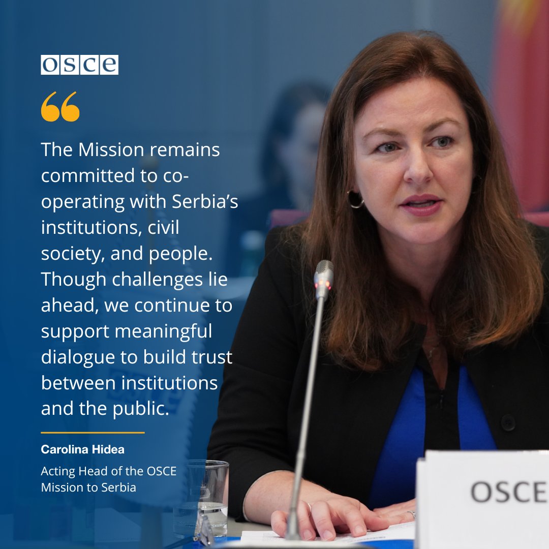 OSCE's tweet image. Today, Acting Head of @OSCE_Serbia, Carolina Hidea, addressed the OSCE Permanent Council.
She talked about the Mission's achievements and highlighted its role in bridging Serbia's institutions and public through meaningful dialogue.