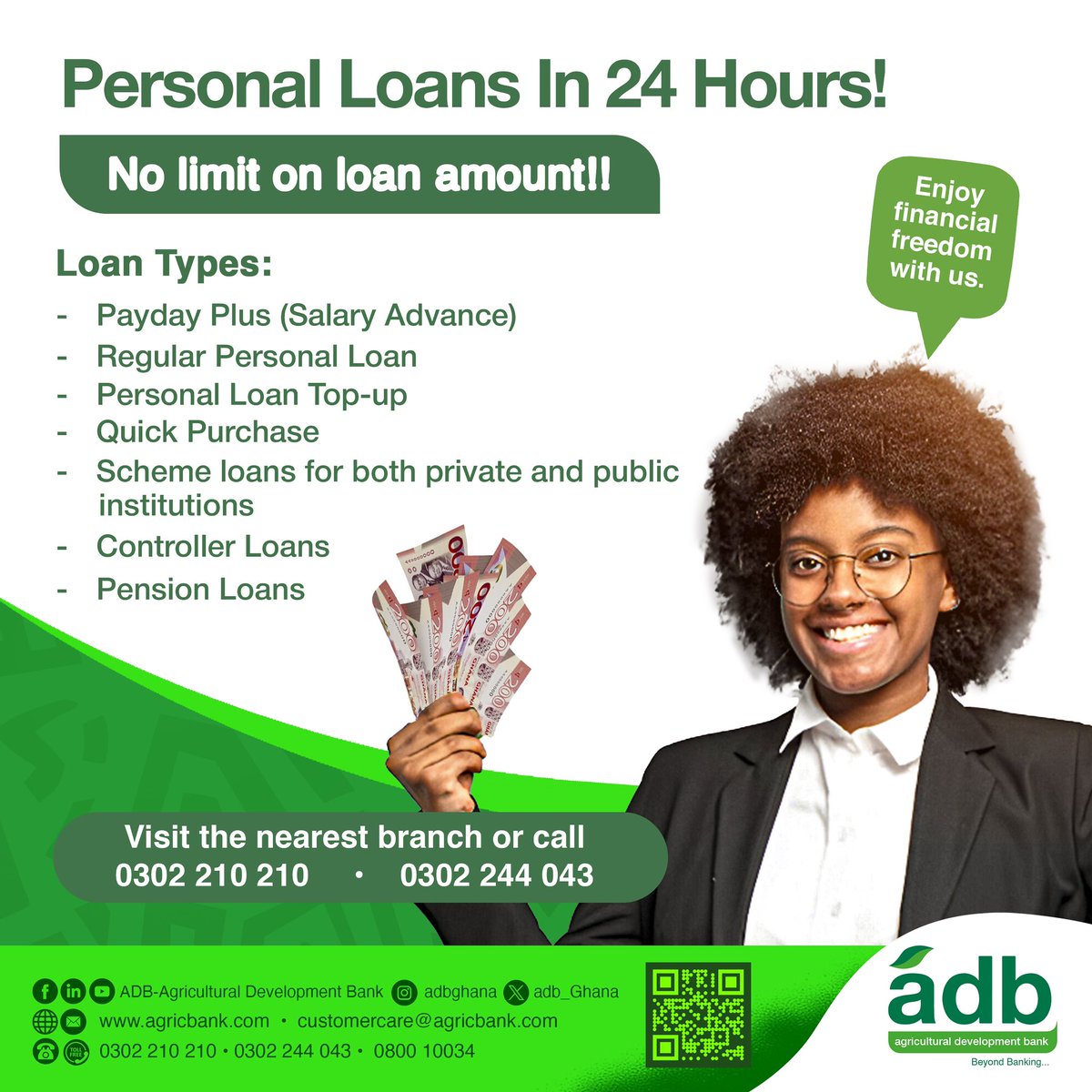 adb_Ghana's tweet image. Need a loan? We’ve got you covered!
Get your personal loan approved in just 24 hours with no limit on the loan amount.
Walk into any ADB branch today and get started!
ADB, Beyond Banking…