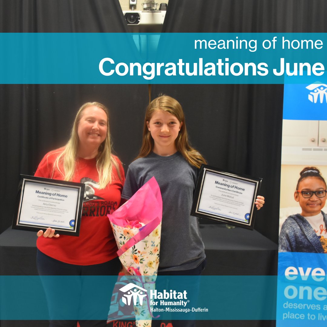HabitatHMD's tweet image. We recently had the joy of celebrating June and her inspiring story at a special Meaning of Home event held at her school!
June reminded us:
"To me, a home can be anything in the world, anywhere in the world, as long as it has that special feeling that makes it yours."