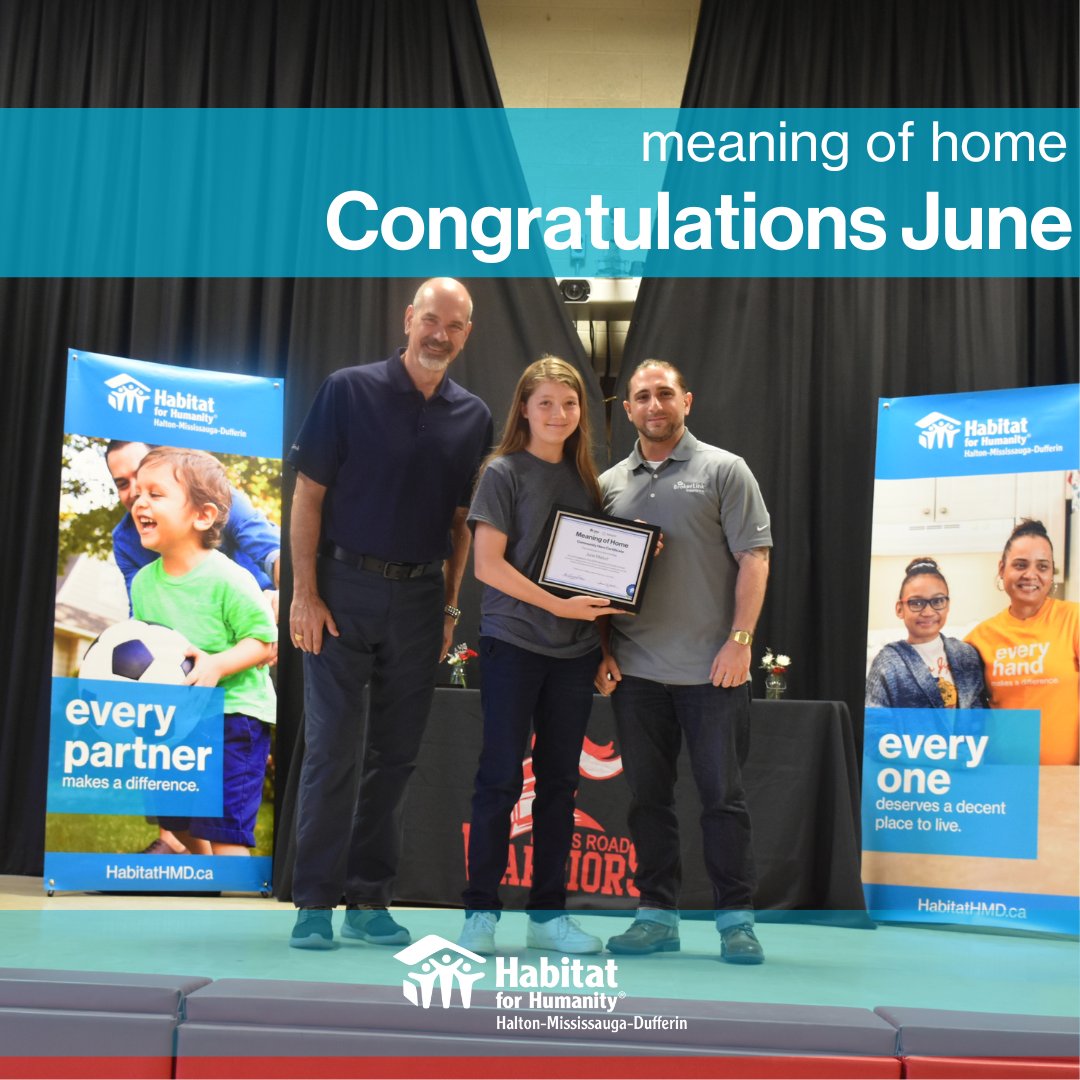 HabitatHMD's tweet image. We recently had the joy of celebrating June and her inspiring story at a special Meaning of Home event held at her school!
June reminded us:
"To me, a home can be anything in the world, anywhere in the world, as long as it has that special feeling that makes it yours."