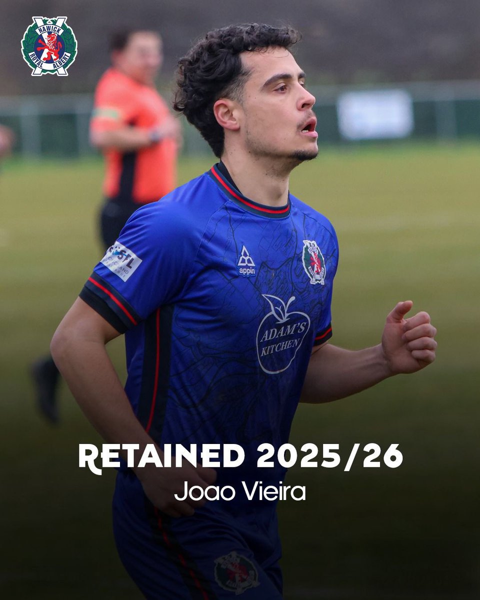 📝 | 𝟐𝟎𝟐𝟓/𝟐𝟔 𝐒𝐪𝐮𝐚𝐝 𝐔𝐩𝐝𝐚𝐭𝐞

The Club is delighted to confirm that defender Joao Vieira has agreed to sign on at Hawick Royal Albert for the upcoming 2025/26 campaign. 
⬇️⬇️⬇️ 

facebook.com/share/p/1AyFBN…