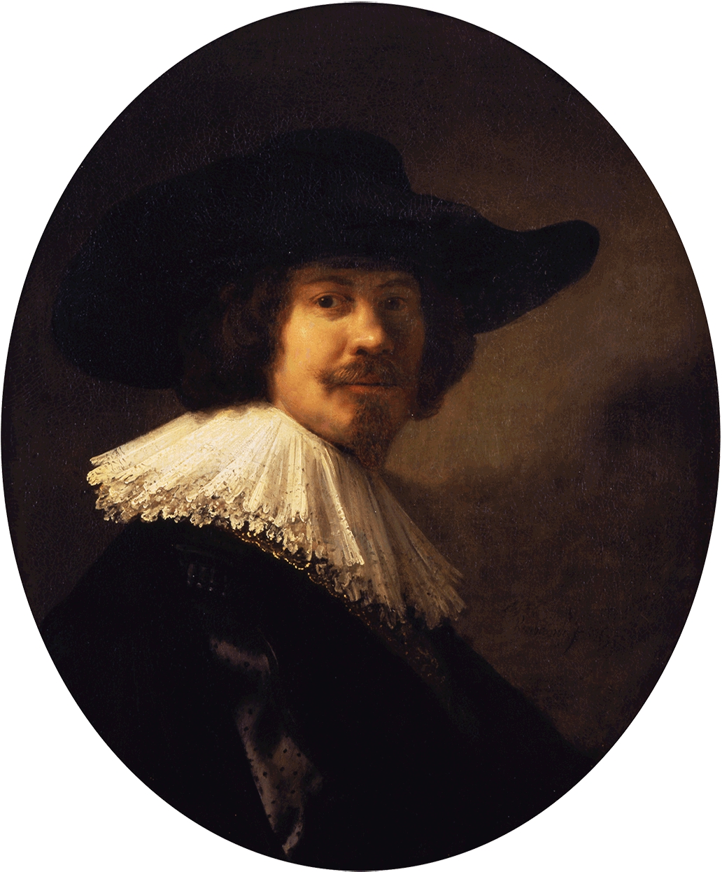 レンブラント　帽子を被り眼を見開いた自画像1630年　エッチング　R.H.版 世界のタグ名画 - 帽子を被り眼を見開いた自画像、1630年