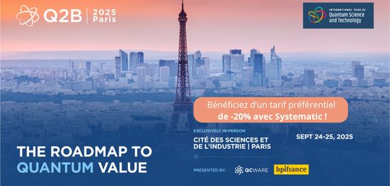 Pole_Systematic's tweet image. 📢Opportunité pour l&apos;écosystème #deeptech (#Quantum  #otpics, #photonics)
Cette année encore, @Pole_Systematic est partenaire de #Q2BParis 2025!
🚨 Dans ce cadre, nous vous proposons un Pass à tarif préférentiel (- 20%), pour en bénéficier contactez-nous en MP!