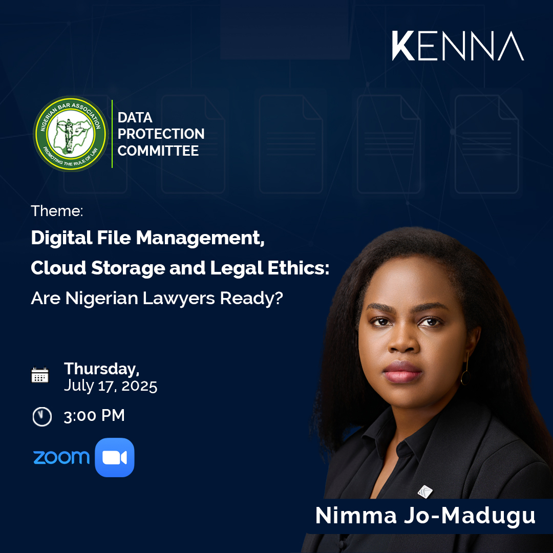 Kenna_LP's tweet image. Join KENNA’s Partner, Nimma Jo-Madugu, in a webinar organised by the Data Protection Committee of the NBA.
Event details:
Theme: Digital File Management, Cloud Storage and Legal Ethics.
Date: Thursday, July 17, 2025
Time: 3:00 PM
shorturl.at/LSsI0