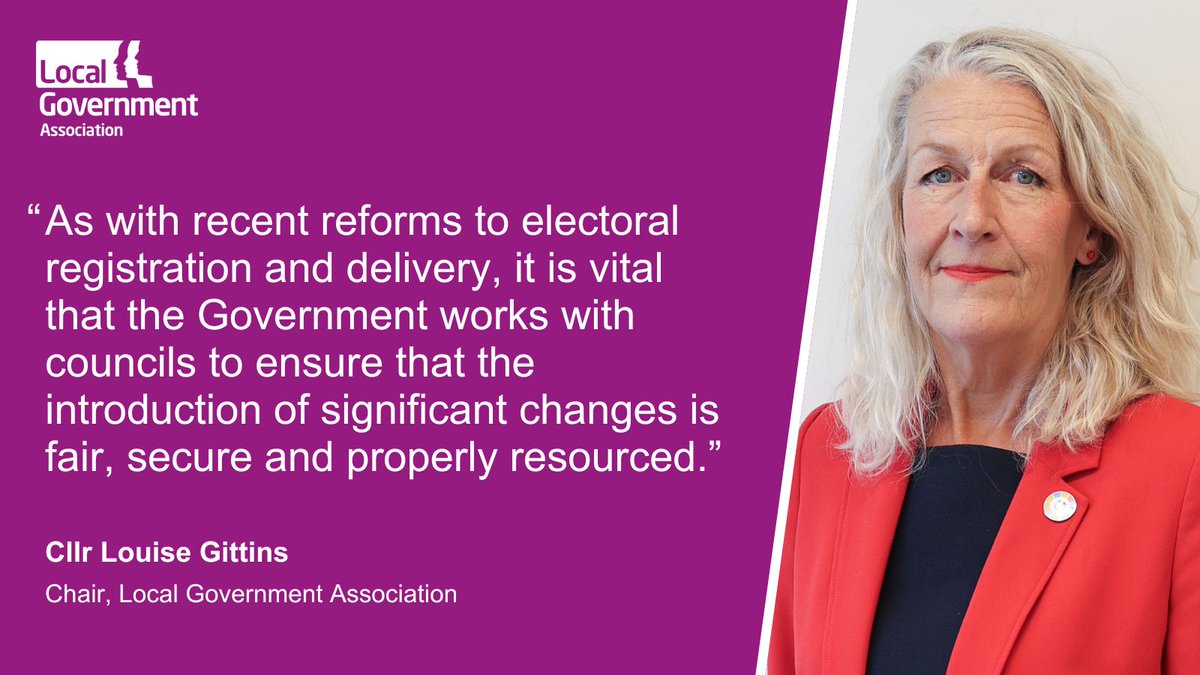 “It’s encouraging to see efforts to improve registration rates and lower the barriers to voting that some people experience...”

Read LGA Chair Louise Gittins’ full response to the new Elections Strategy Paper: local.gov.uk/about/news/ele…